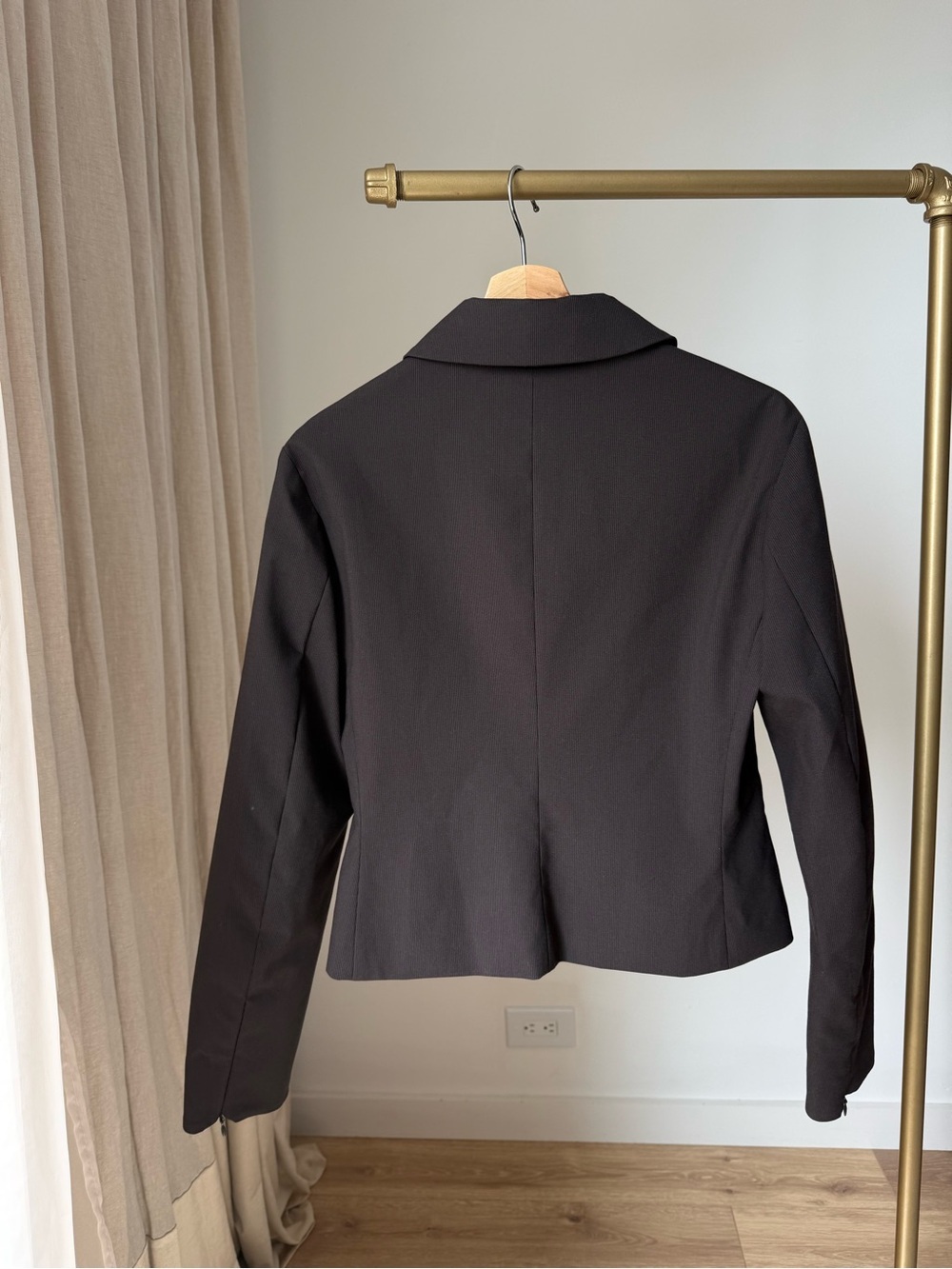 NWT Zara Striped Zipper Jacket Brown M - Picture 4 of 11